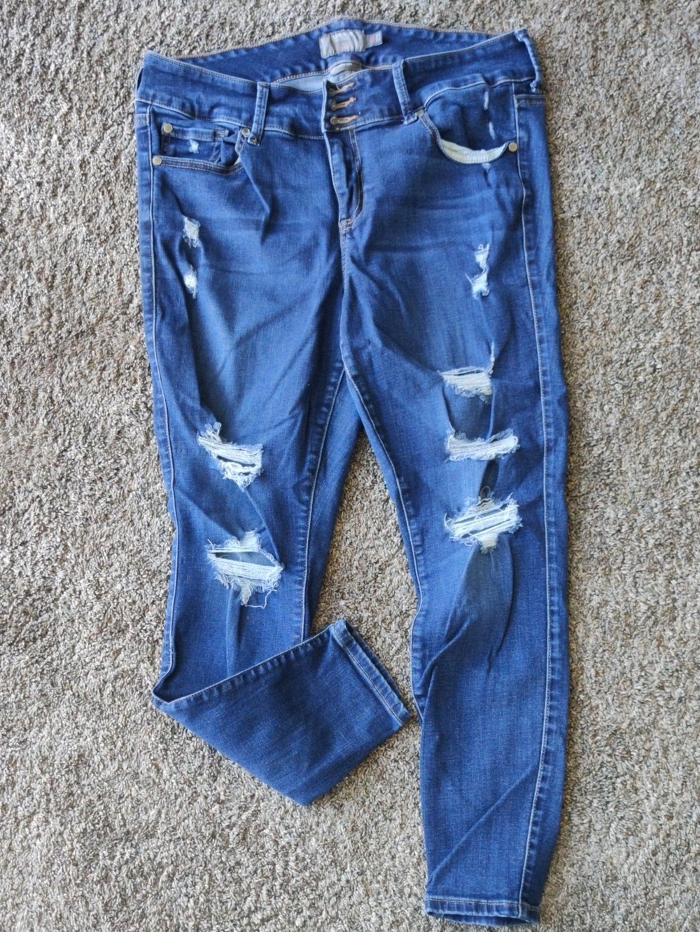 torrid Dark Blue Distressed Skinny Jeggings
